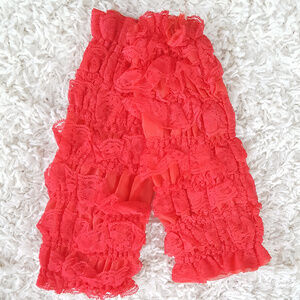 Red Ruffled Lace Leg warmers For Toddler Girls